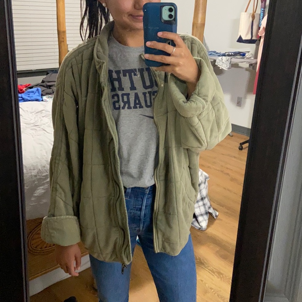 Free People Quilted Dolman Jacket in Pine Slumber sz M